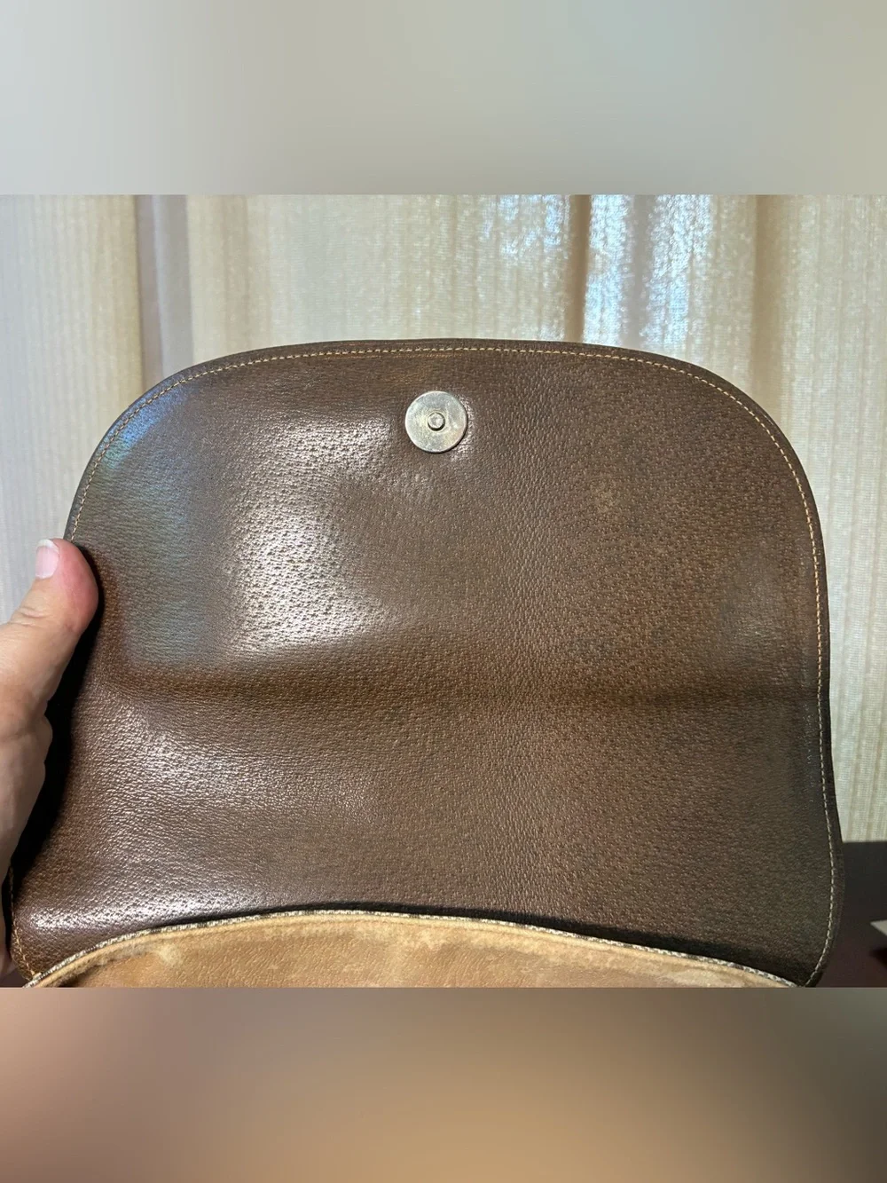 Brown Monogram Clutch with Gold-Tone Logo